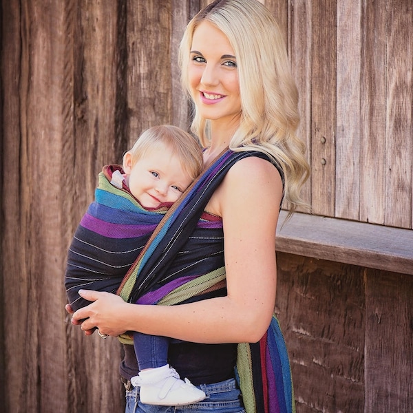 Woven Baby Wrap - Rainbow at Night - Woven Wrap Baby Carrier, infant carrier, baby sling, newborn essential, unique gift for new mom