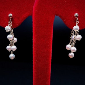 QQZEAL® delicate 14k gold filled,freshwater Pearl Earrings, grapes cluster pearls, Japanese style, French style,Bridesmaid Wedding Earrings
