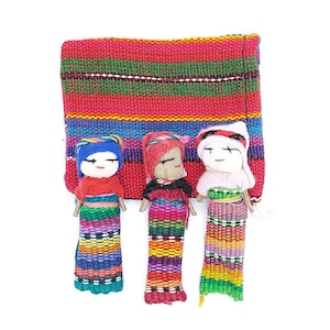 Conjunto de 3 Muñecas de Preocupación, Muñecas de Preocupación, Muñecas de Problemas, Muñeca quitapenas, Muñecas de Preocupación Guatemaltecas, Meduim