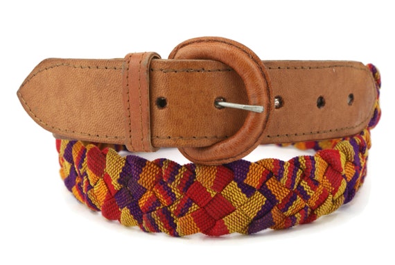 VTG HANDMADE BRAIDED LEATHER BELT Vtg Handmade Braided Wide Belt Women main image 3