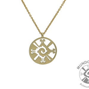 Handgemaakte minimalistische kettinghanger van messing, ketting, eenvoudig, mandala, Hunab Ku, Maya-god