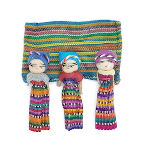 Set of 3 Worry Dolls, Worry Dolls, Trouble Dolls, Muñeca quitapenas, Guatemalan Worry Dolls, Meduim