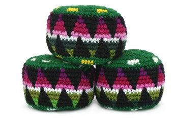 Set of 3, soft juggling ball, stress ball, fabric ball, footbag, juggling ball, filled fabric bag, Guatemala