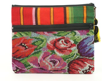 Embroidered handbag, tobacco bag, huipil bag, makeup bag, Guatemala textiles, clutch bag, purses, pouch, small bag