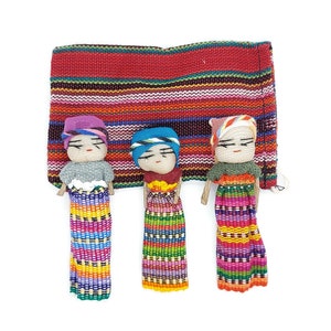Set of 3 Worry Dolls, Worry Dolls, Trouble Dolls, Muñeca quitapenas, Guatemalan Worry Dolls, Meduim