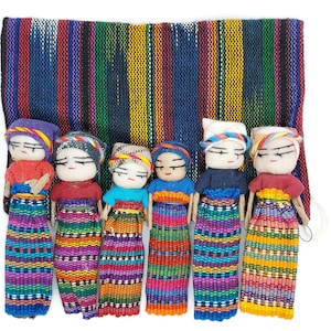 Set of 6 Worry Dolls, Worry Dolls, Trouble Dolls, Worry Doll, Muñeca quitapenas, finger puppet, Guatemalan Worry Dolls, 7 - 8 cm tall
