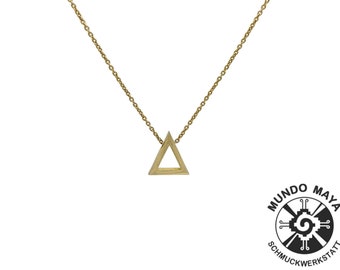 Handmade minimalist chain pendant made of brass, brass chain pendant, necklace, simple, triangle, golden necklace