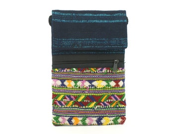 Mobiele telefoon tas, meerdere kleuren, Maya Huipil schoudertas, handgeborduurde crossbody tas, tas, paspoorttas