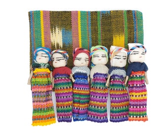 Set of 6 Worry Dolls, Worry Dolls, Trouble Dolls, Muñeca quitapenas, Guatemalan Worry Dolls, Large, Large