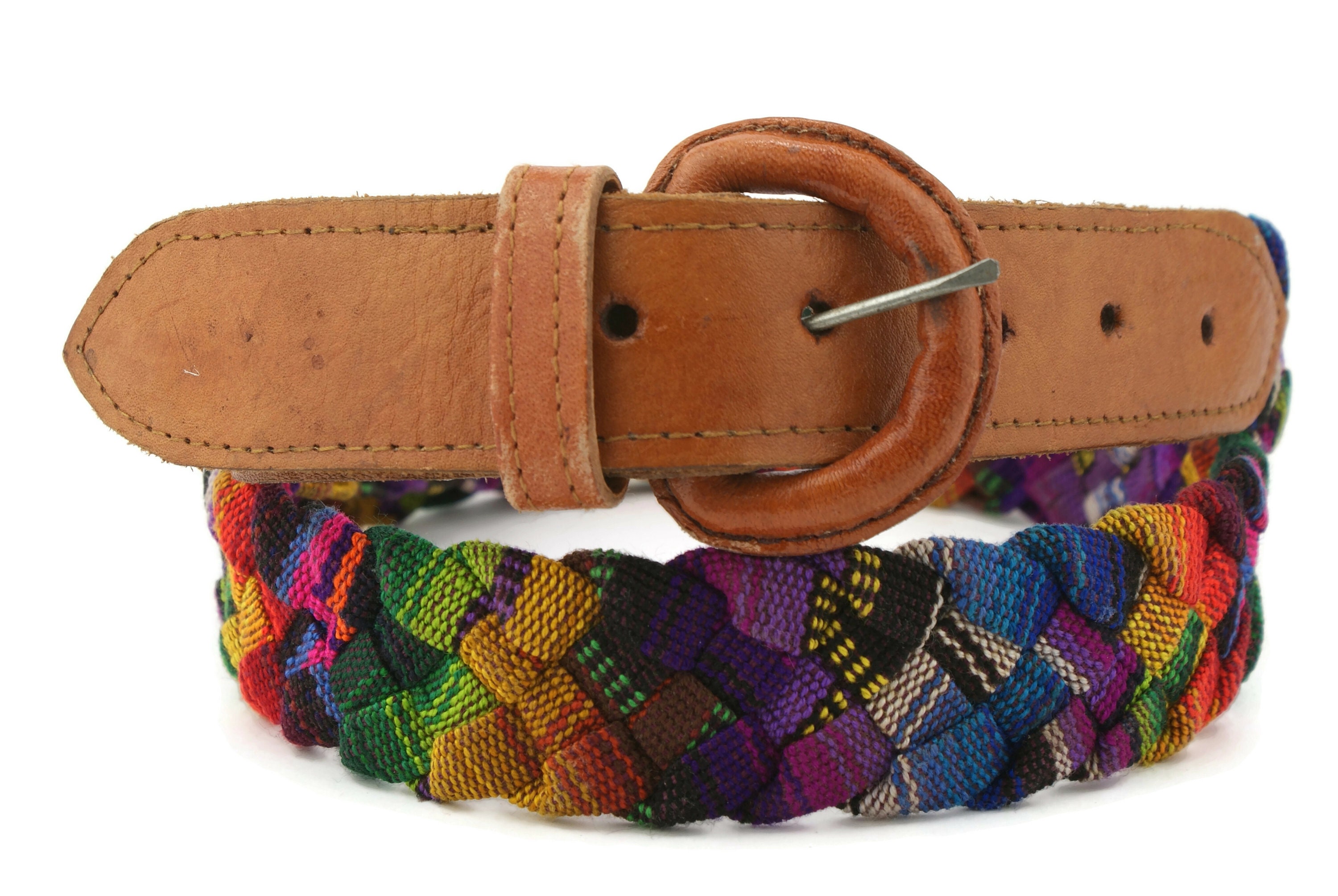 90s Vintage Fossil Braided Leather Textile Belt Medium Guatemala Boho, Indie WOMENS Vintage Fossil leather belt sz Sm BOHO | Mercari main image 3