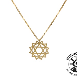 Handmade minimalist chain pendant made of brass, brass chain pendant, necklace, simple, mandala, anahata, heart chakra