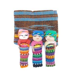 Set of 3 Worry Dolls, Worry Dolls, Trouble Dolls, Muñeca quitapenas, Guatemalan Worry Dolls, Meduim