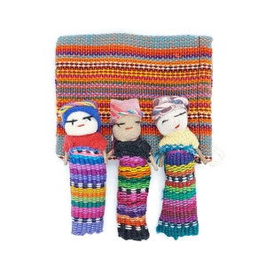 Set of 3 Worry Dolls, Worry Dolls, Trouble Dolls, Muñeca quitapenas, Guatemalan Worry Dolls, Meduim