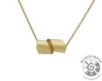 Handgefertigter  minimalistischer Kettenanhänger aus Messing, Brass chain pendant, Schlicht, Spiral, Ribbon Twist Pendant, Goldene Halskette