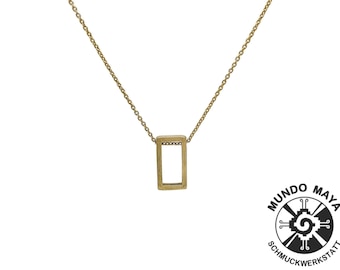 Handgefertigter minimalistischer Kettenanhänger aus Messing, Brass chain pendant, Halskette, Schlicht, Rechteck