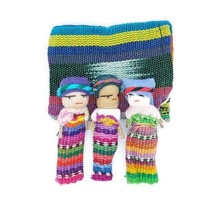 Set of 3 Worry Dolls, Worry Dolls, Trouble Dolls, Muñeca quitapenas, Guatemalan Worry Dolls, Meduim