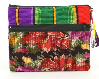 Embroidered handbag, tobacco bag, huipil bag, makeup bag, Guatemala textiles, clutch bag, purses, pouch, small bag