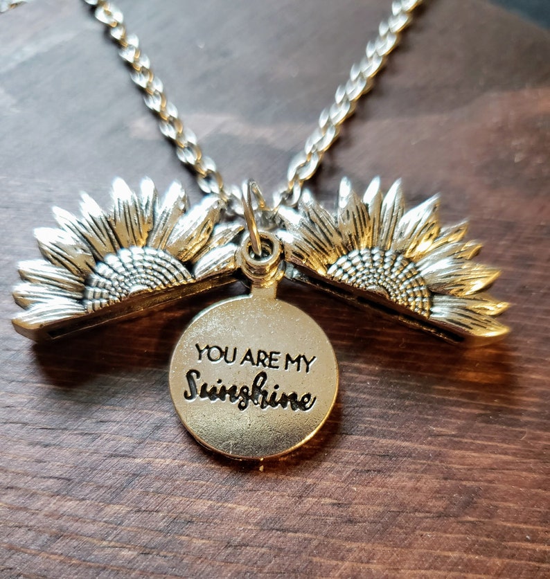 You Are My Sunshine Open Sunflower Necklace Etsy