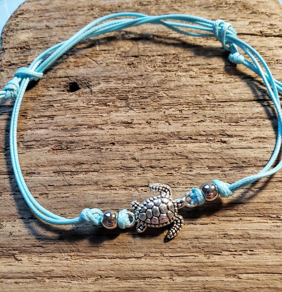 Sea Turtle Anklet Light Blue - Etsy