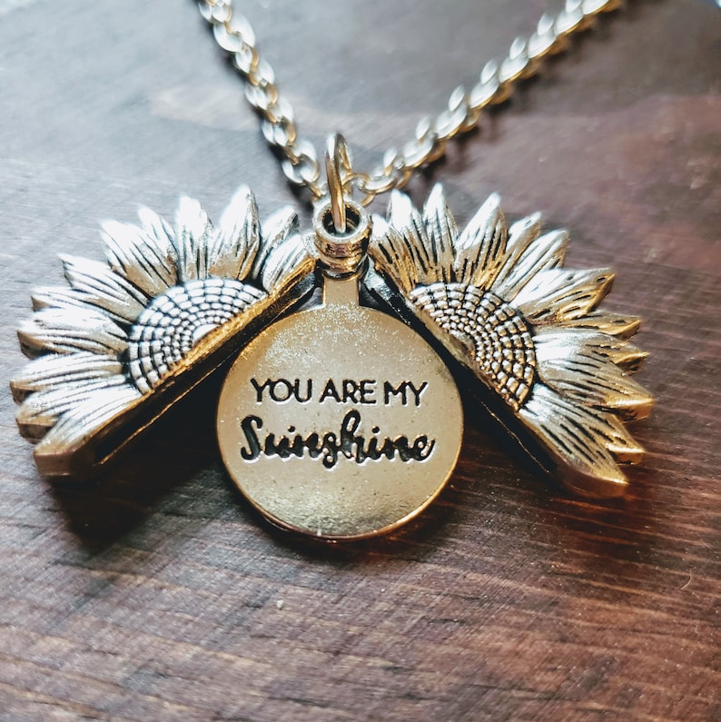 You are My Sunshine Open Sunflower Necklace Etsy
