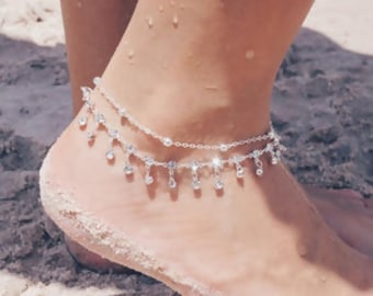 Rhinestone dangle anklet