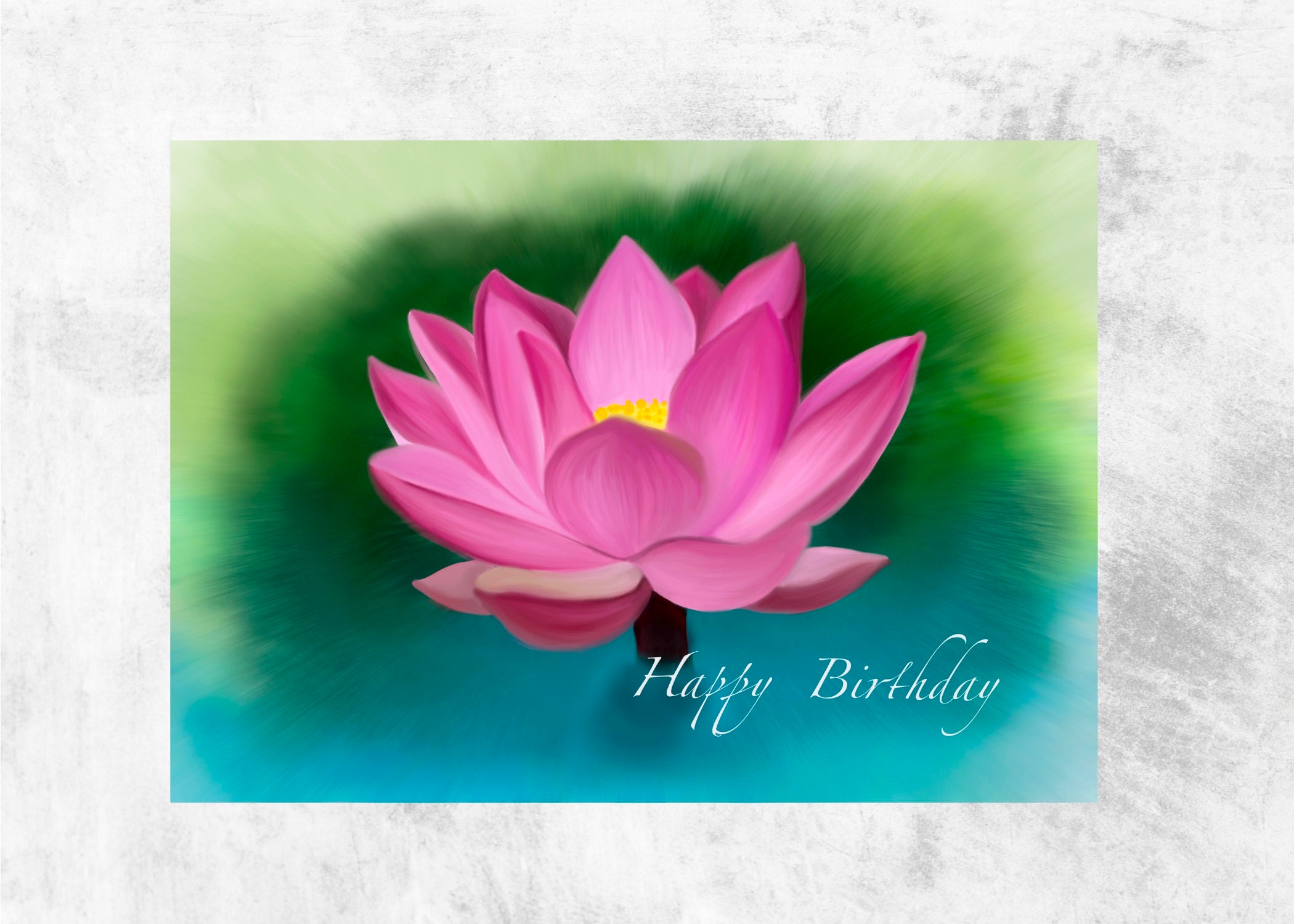 Happy Birthday Card Lotus Flower Bouquet Card Greeting Etsy