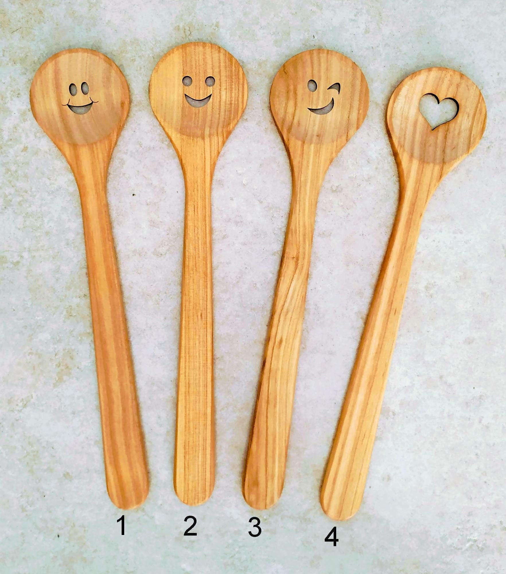Wooden spoon with smiley Etsy