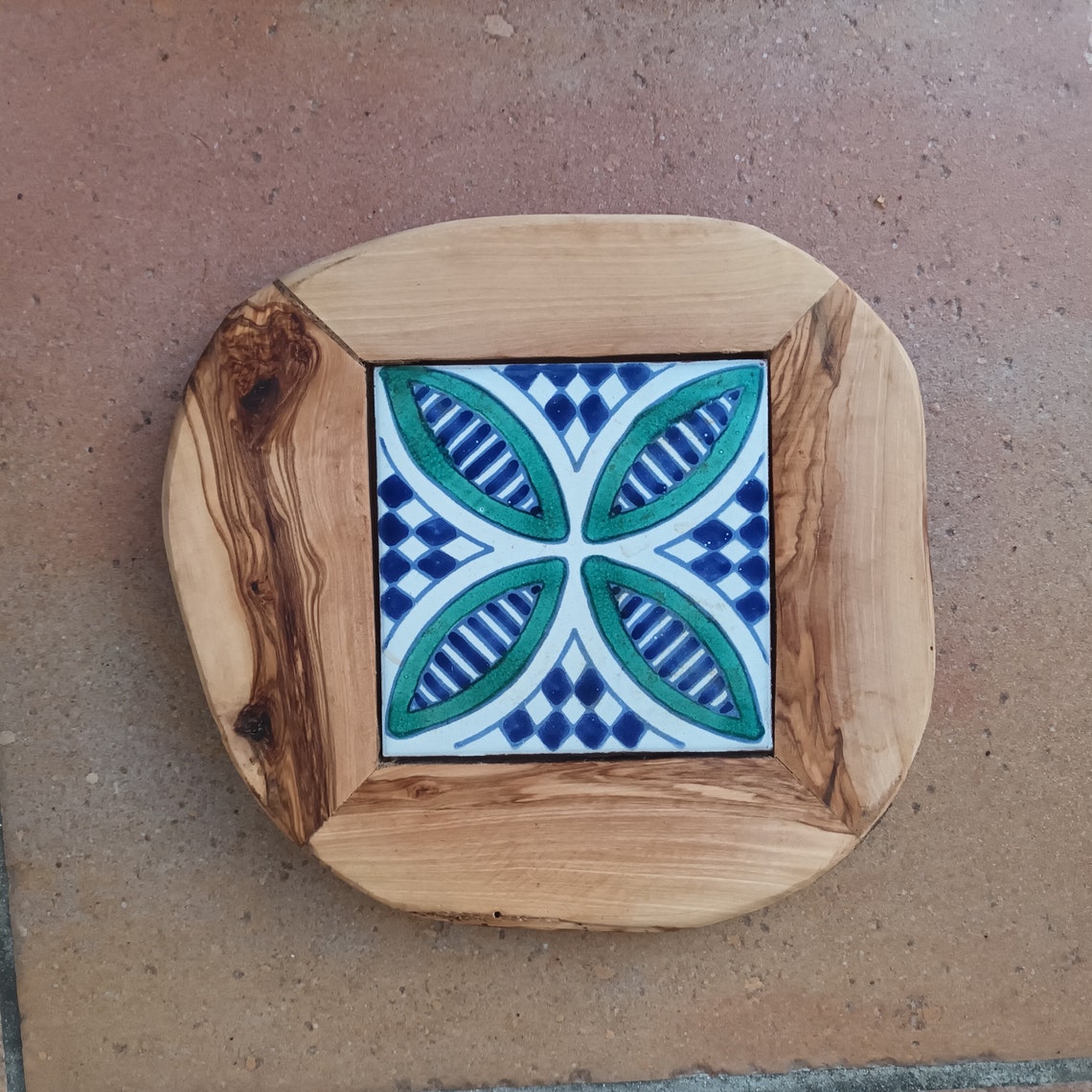Olivewood Trivet Kitchen Hot Pad Wood Hot Pad Ceramic Tile Etsy
