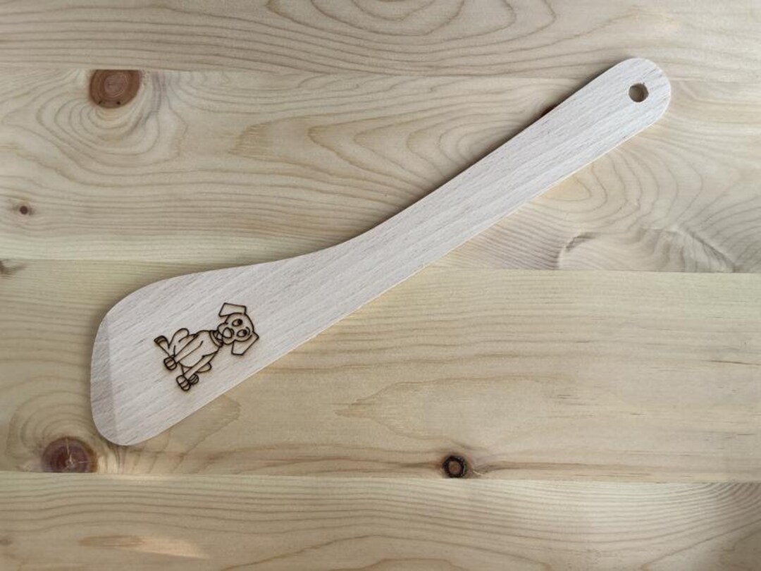 Beechwood Spatula With Dog Engraving, Wooden Spatula, Kitchen Utensil