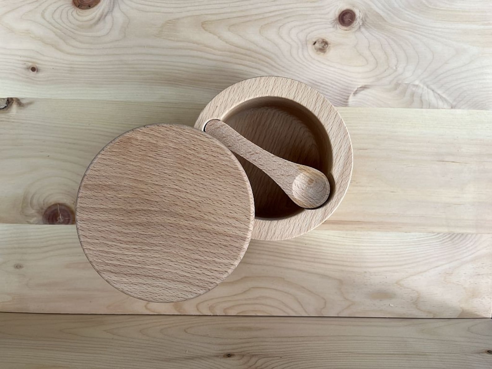 Wooden Salt Box Beech Wood Salt Box Salt Box With Pivoting Etsy