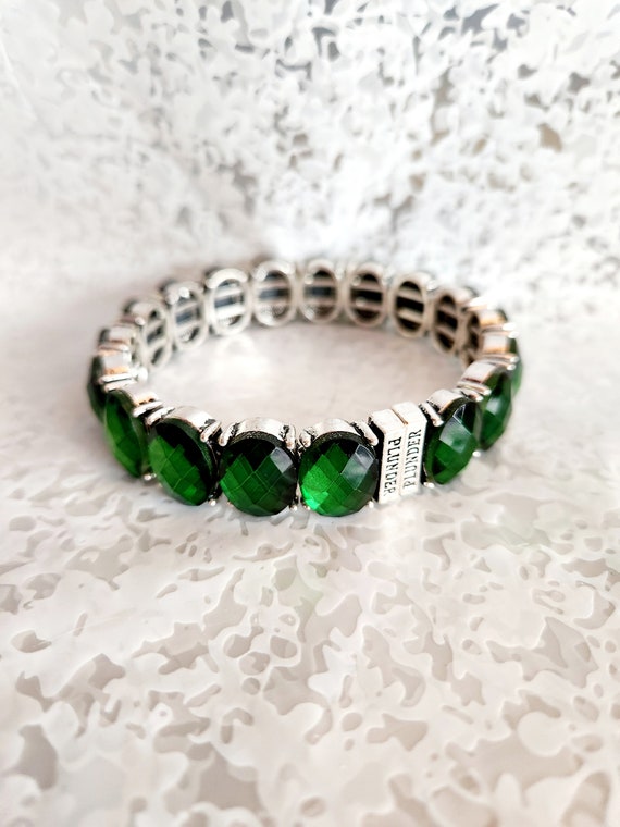 Emerald GREEN RHINESTONE BRACELET--Magnetic State… - image 4