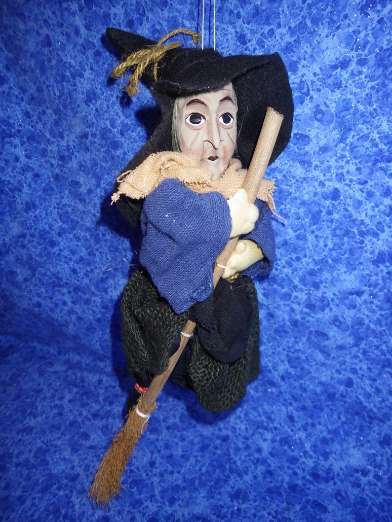 Large 14-inch Vintage German GOOD LUCK WITCH --Wooden Face --Kitchen Witch-Fasching Witch- Brocken Witch for Walpurgis Night-- New Old Stock
