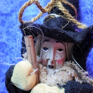 Vintage 9&quot; German GOOD LUCK WITCH  --Grayish Green Complexion Long Stringy Hair &quot;New Old Stock&quot;--Brings Good Luck and Love to Your Home!