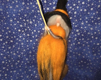 Orange GERMAN KITCHEN WITCH--Orange, Black, and Brown --Magical Märchenwolle Felted Wool ---Made in Germany-- New Old Stock