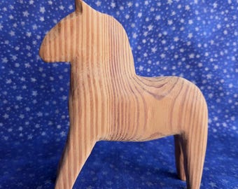 Handsome Swedish DALA HORSE Natural Flawless Beauty of Woodgrain Exquisitely Carved--One of a Kind--6-1/4" Tall--From My Personal Collection