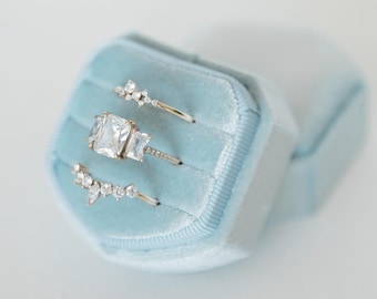 Triple Slot, Velvet Ring Box,  Wedding Ring Box, Engagement Ring Box, Triple Slot, Modern Ring Box, Personalized Ring Box, Custom Ring Box