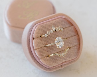 Velvet Ring Box, Triple Slot,  Wedding Ring Box, Engagement Ring Box, Triple Slot, Modern Ring Box, Personalized Ring Box, Custom Ring Box