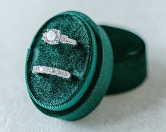 Velvet Ring Box Emerald Green | Custom Wedding Ring Box, Triple Slot Ring Box, Double Slot, Single Slot, Modern Ring Box, Personalized Box