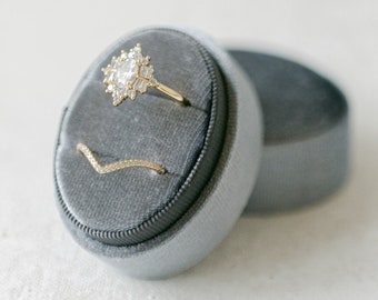 Velvet Ring Box Grey | Custom Wedding Ring Box, Triple Slot Ring Box, Double Slot, Single Slot, Modern Ring Box, Proposal Ring Box, Gray