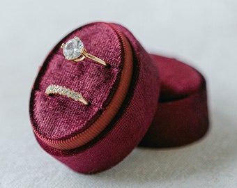 Velvet Ring Box Marsala | Custom Wedding Ring Box, Triple Slot Ring Box, Double Slot, Single Slot, Modern Ring Box, Personalized Ring Box