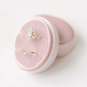 Velvet Ring Box Ballet Pink | Custom Wedding Ring Box, Triple Slot Ring Box, Double Slot, Single Slot, Modern Ring Box, Personalized Box
