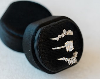 Velvet Ring Box, Triple Slot,  Wedding Ring Box, Engagement Ring Box, Triple Slot, Modern Ring Box, Personalized Ring Box, Custom Ring Box