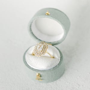 Ring Box for Proposal | Engagement Ring Box | Wedding Ring Box | Oval Linen Ring Holder, Georgian Ring Box, Bridal Flat Lay Styling Prop