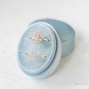Velvet Ring Box Dusty Blue | Custom Wedding Ring Box, Triple Slot Ring Box, Double Slot, Single Slot, Modern Ring Box, Personalized Ring Box