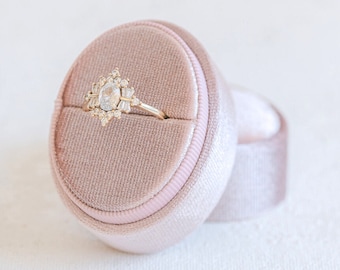 Personalized Velvet Ring Box | Custom Wedding Ring Box, Triple Slot Ring Box, Double Slot, Single Slot, Modern Ring Box, Pink 1 Slot