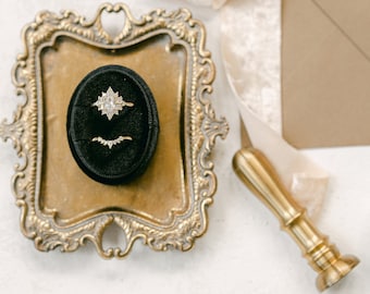 Oval Velvet Ring Box | Custom Wedding Ring Box | Engagement Ring Box | Double Slot | Single Slot | Modern Ring Box | Custom Ring Box | Black