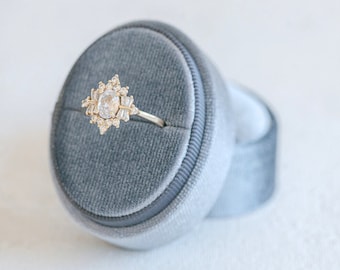 Velvet Ring Box 1 Slot | Custom Wedding Ring Box | Engagement Ring Box | Triple Slot | Modern Ring Box | Custom Ring Box | Gray Grey Box