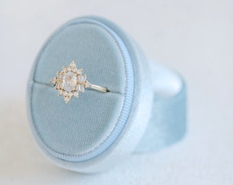 Personalized Velvet Ring Box Blue | Custom Wedding Ring Box, Triple Slot Ring Box, Double Slot, Single Slot, Modern Ring Box, 1 Slot