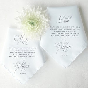 Wedding Handkerchief Gift for Parents, Mother of the Bride Wedding Gift, Father of the Bride Wedding Gift, Personalized Gift from Daughter