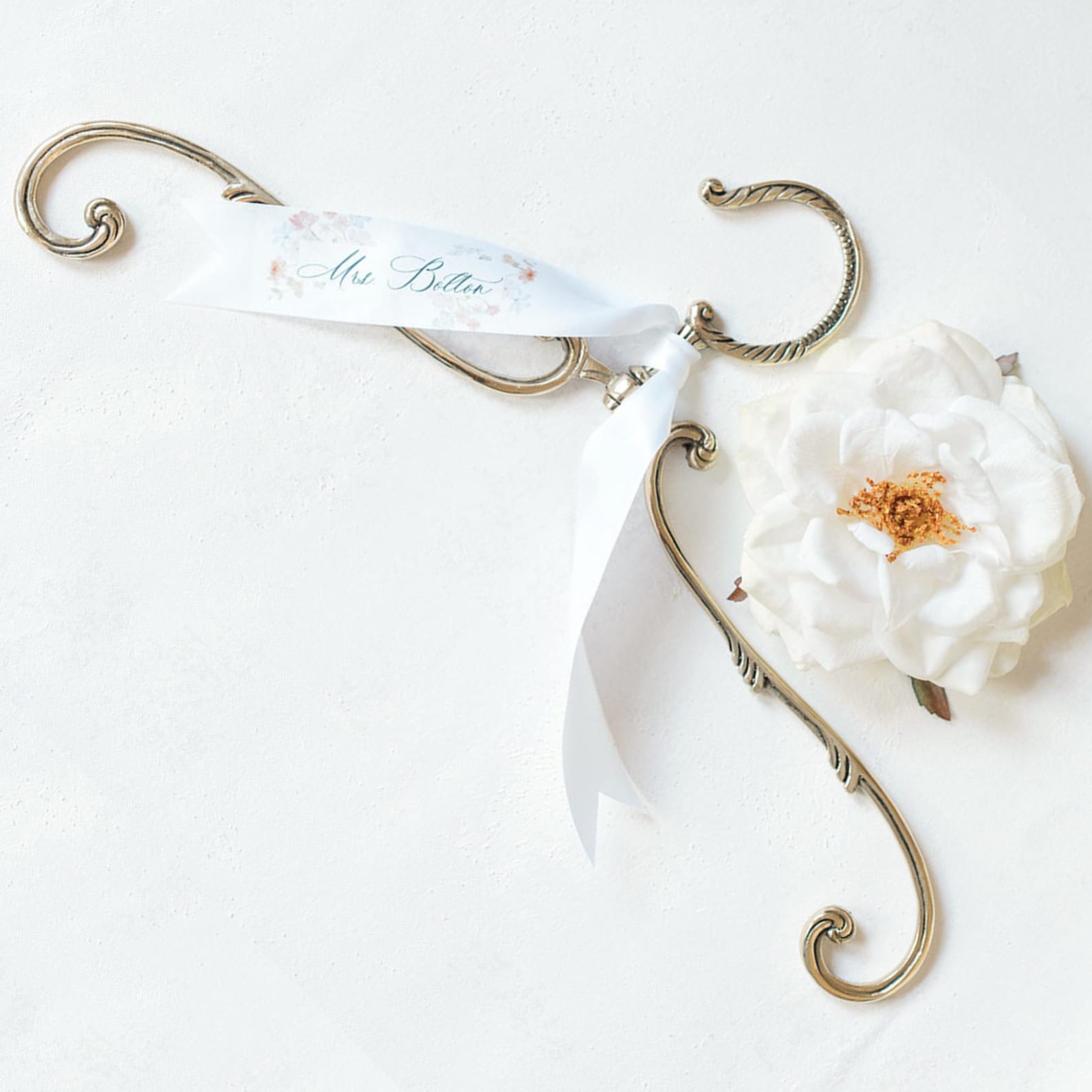 Wedding Dress Hanger Gold Vintage Style with Swivel Neck, Antique Wedding Gown Hanger, Vintage Bridal Hanger, Gold Bridal Hanger - Hanger & RIBBON